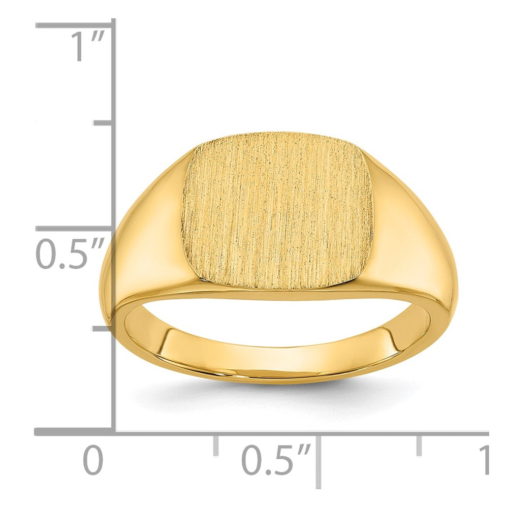 14k IBGoodman 12x12mm Men's Satin Top Cushion Signet Ring
