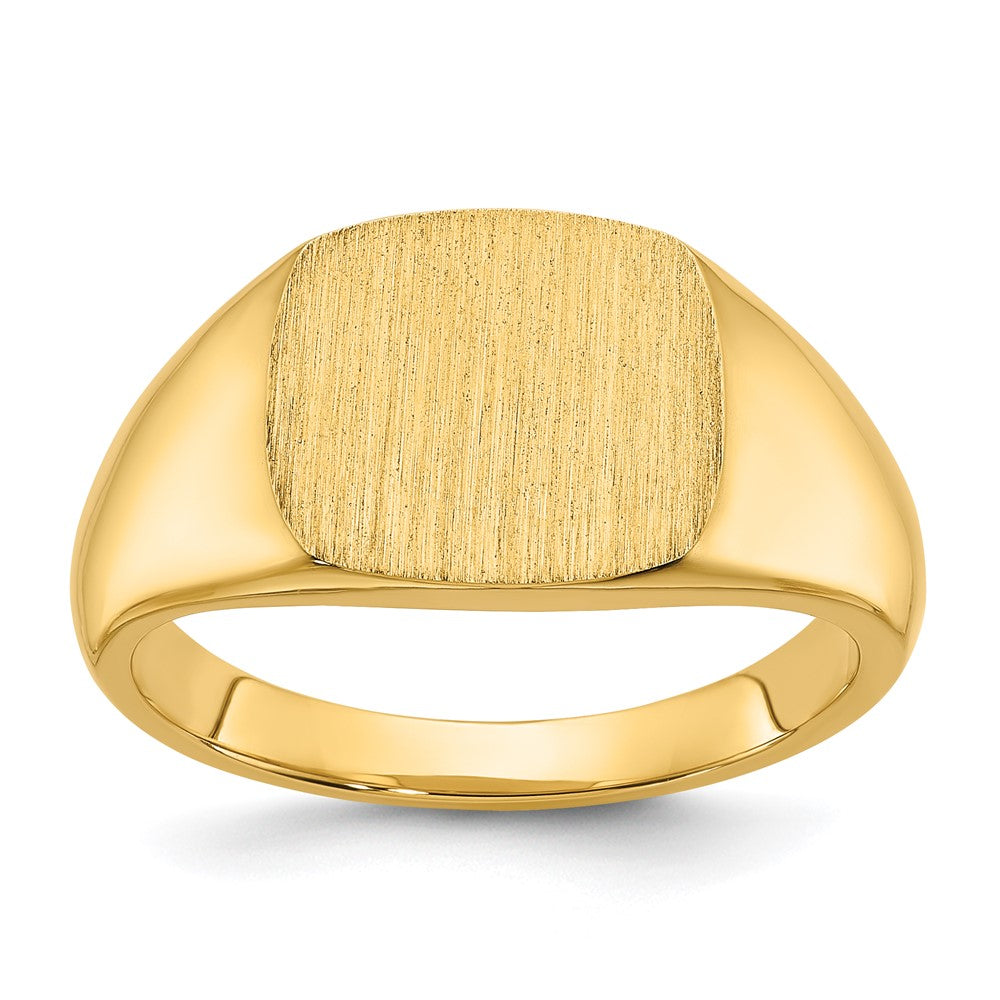 14k IBGoodman 12x12mm Men's Satin Top Cushion Signet Ring