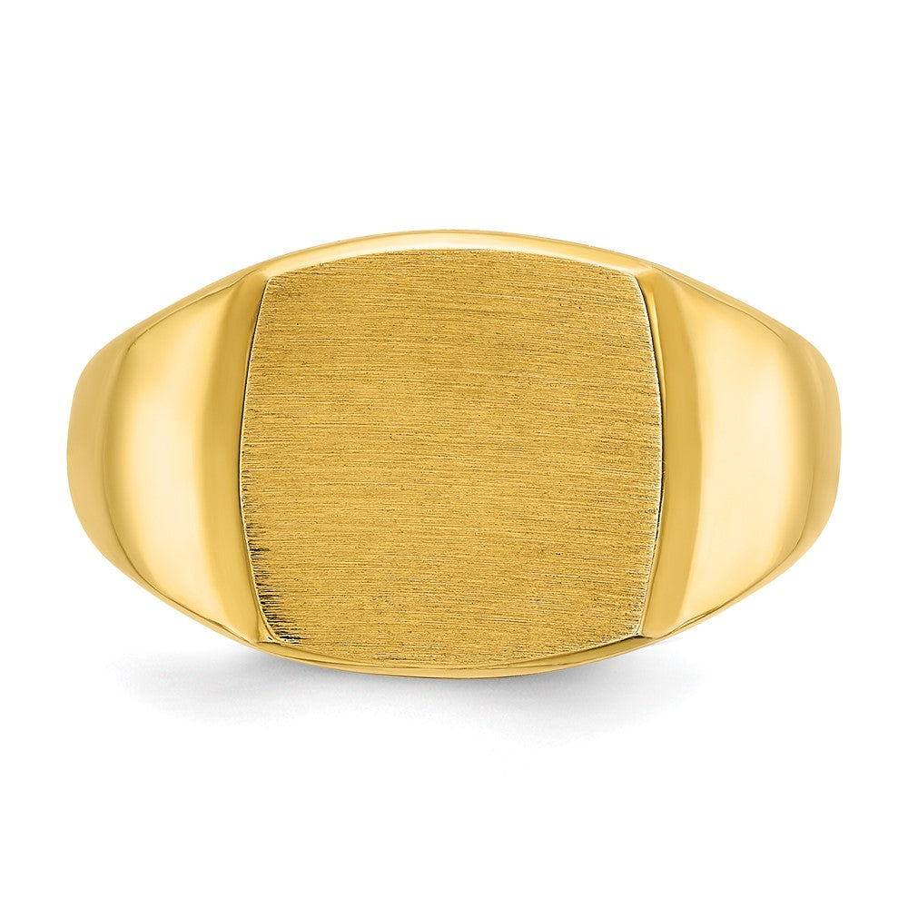 14k IBGoodman 14x14mm Men's Cushion Signet Ring