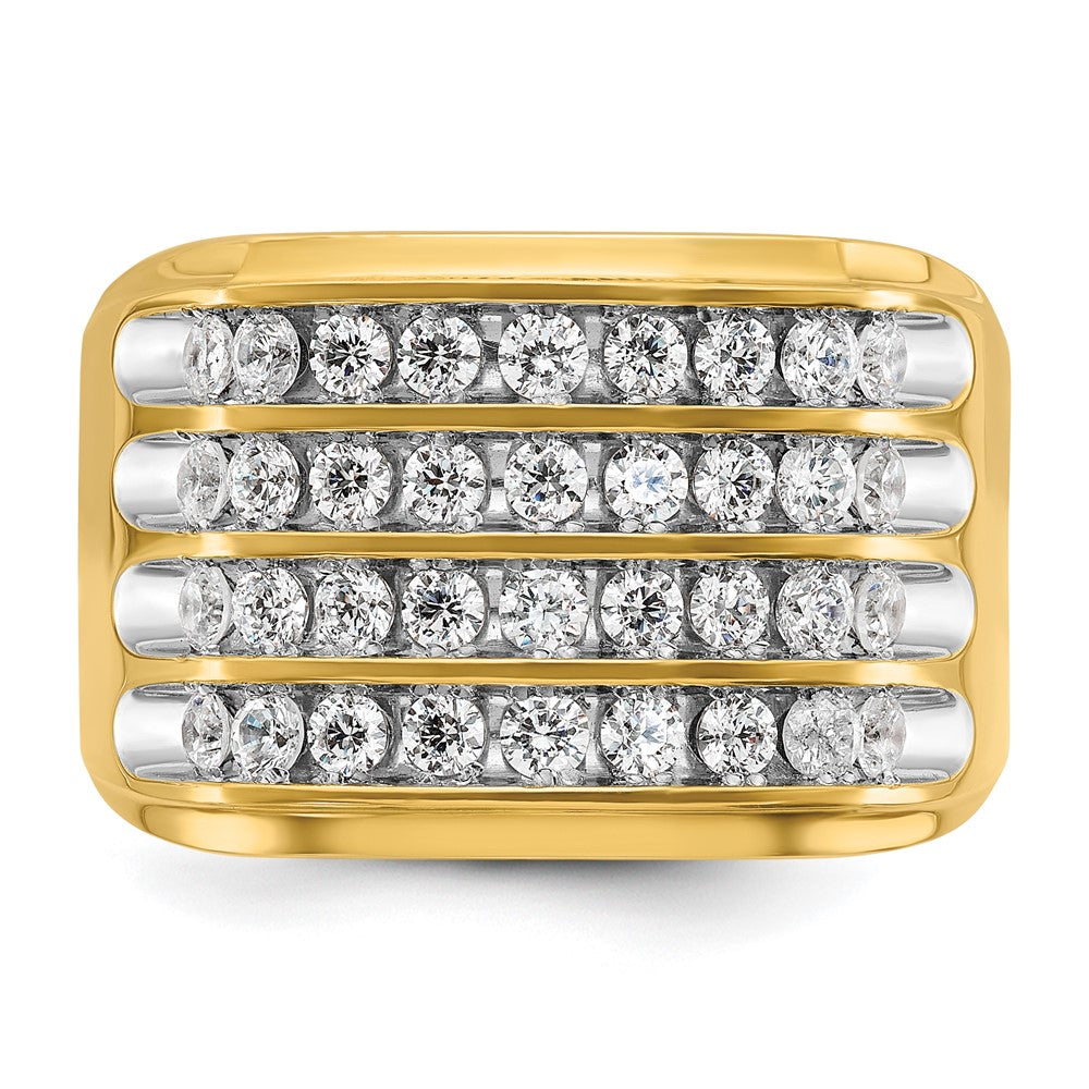 IBGoodman 10k with White Rhodium Men's Polished and Grooved 4-Row 1 1/5 Carat A Quality Diamond Ring