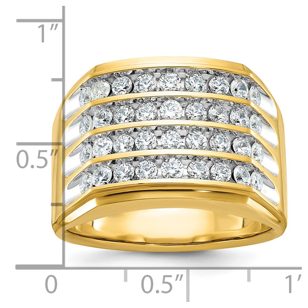 IBGoodman 10k with White Rhodium Men's Polished and Grooved 4-Row 1 1/5 Carat A Quality Diamond Ring