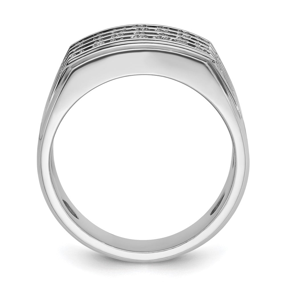 IBGoodman 10k White Gold Men's Polished and Grooved 4-Row Ring Mounting