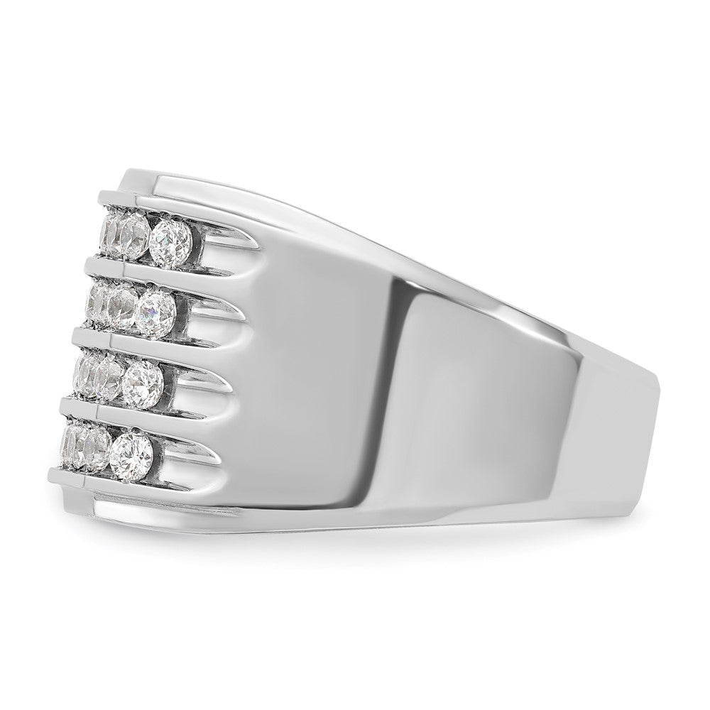 IBGoodman 10k White Gold Men's Polished and Grooved 4-Row Ring Mounting