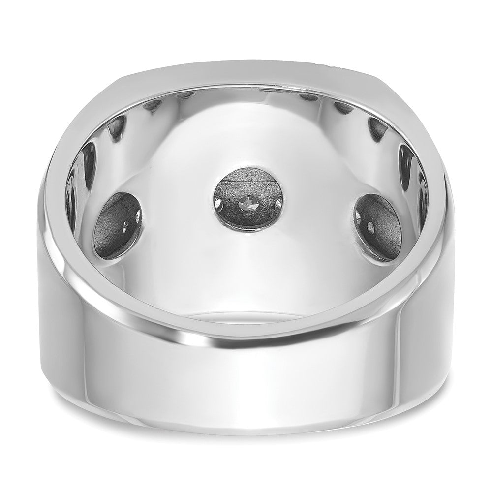 IBGoodman 10k White Gold Men's Polished and Grooved 4-Row Ring Mounting