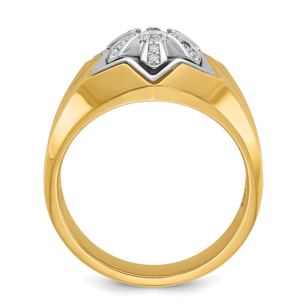 IBGoodman 14k Two-tone Men's Polished and Grooved 3/8 Carat AA Quality Diamond Star Ring