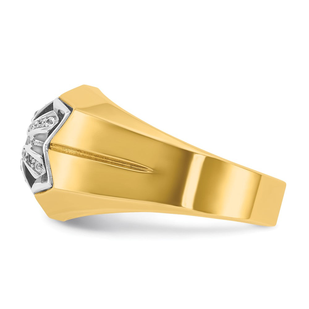 IBGoodman 14k Two-tone Men's Polished and Grooved 3/8 Carat AA Quality Diamond Star Ring