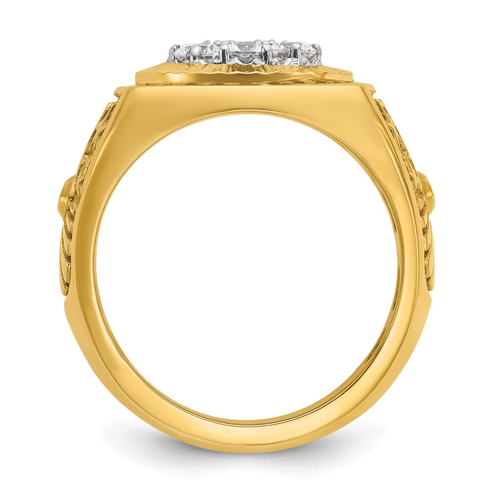 IBGoodman 10k Two-tone Men's Polished Textured and Diamond-cut Stars and Stripes Round Cluster Ring Mounting