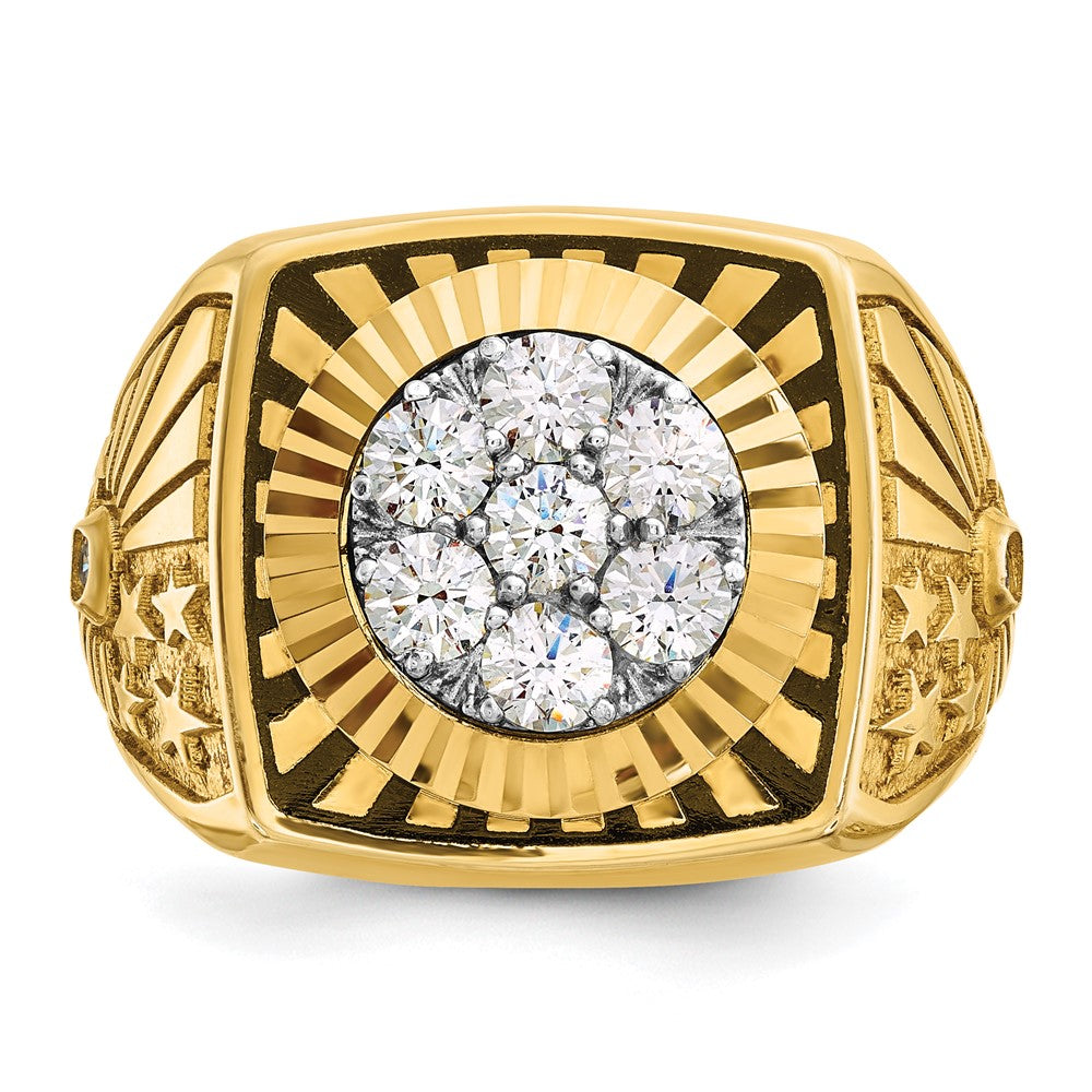 IBGoodman 10k Two-tone Men's Polished Textured and Diamond-cut Stars and Stripes Round Cluster Ring Mounting