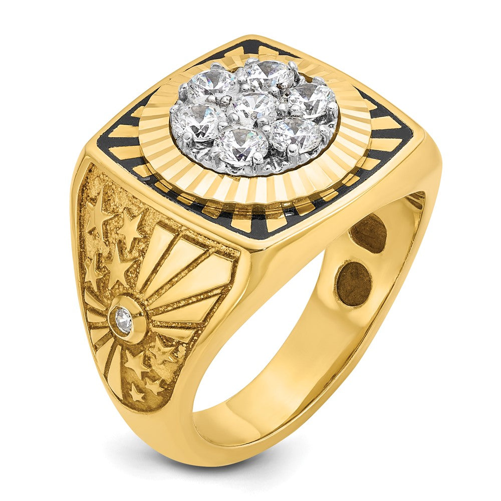 IBGoodman 10k Two-tone Men's Polished Textured and Diamond-cut Stars and Stripes Round Cluster Ring Mounting