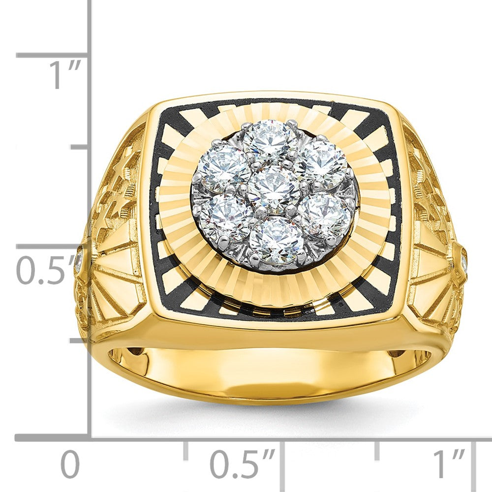 IBGoodman 10k Two-tone Men's Polished Textured and Diamond-cut Stars and Stripes Round Cluster Ring Mounting