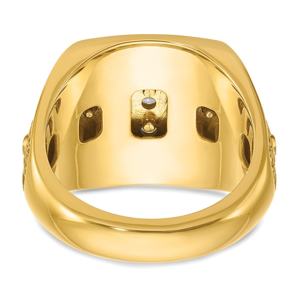 IBGoodman 14k Two-tone Men's Polished Textured and Diamond-cut Stars and Stripes Round Cluster Ring Mounting