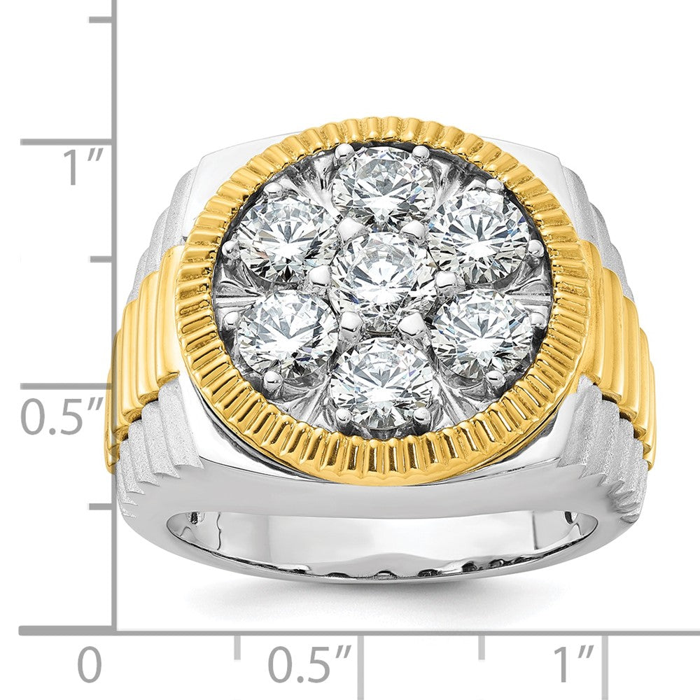 IBGoodman 14k Two-tone Men's Polished Satin and Ribbed Round Cluster Ring Mounting