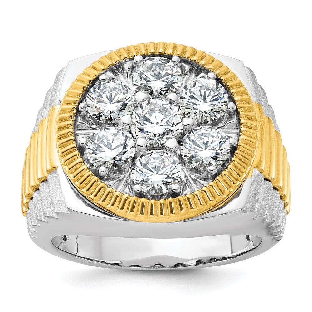 IBGoodman 14k Two-tone Men's Polished Satin and Ribbed Round Cluster Ring Mounting