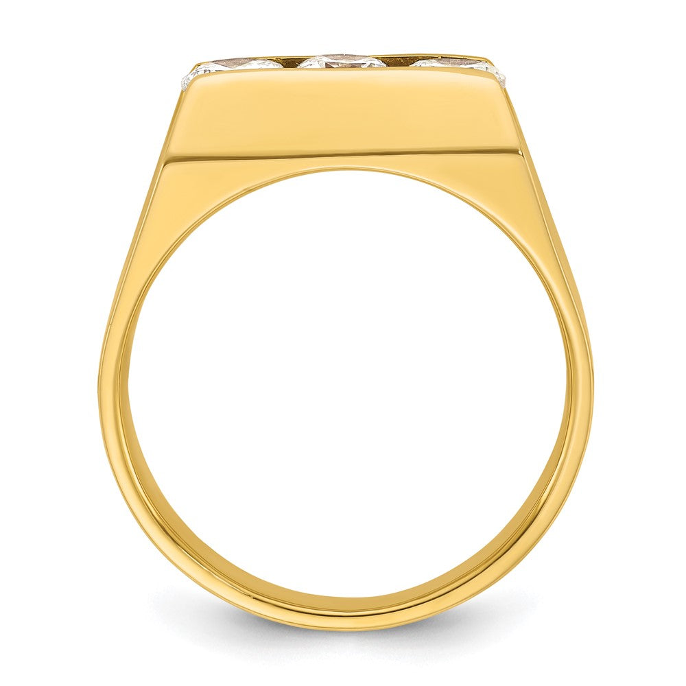 IBGoodman 14k Men's Polished 3-Stone 1 Carat AA Quality Diamond Ring