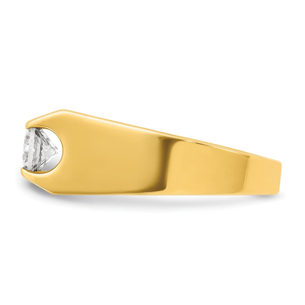 IBGoodman 14k Men's Polished 3-Stone 1 Carat AA Quality Diamond Ring