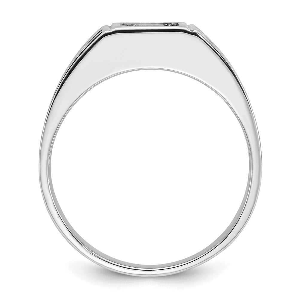 14k White Gold with Black Rhodium IBGoodman Men's Satin 7/8 carat Black and White Diamond Complete Ring