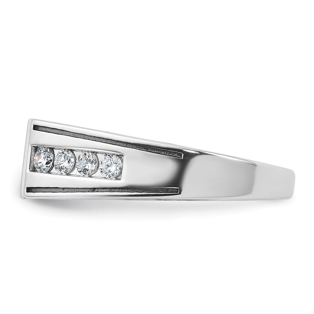 14k White Gold with Black Rhodium IBGoodman Men's Satin 7/8 carat Black and White Diamond Complete Ring