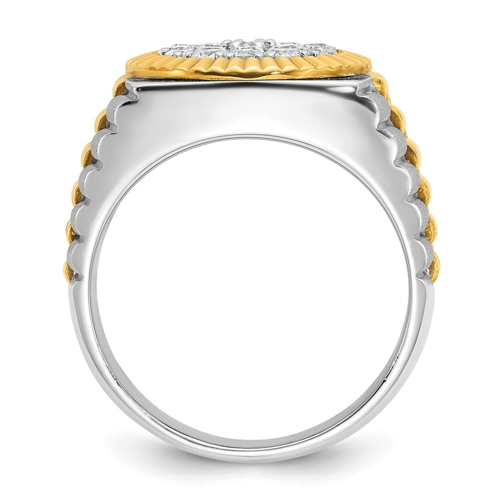 IBGoodman 14k Two-tone Men's Polished Satin and Ribbed Round Cluster Ring Mounting