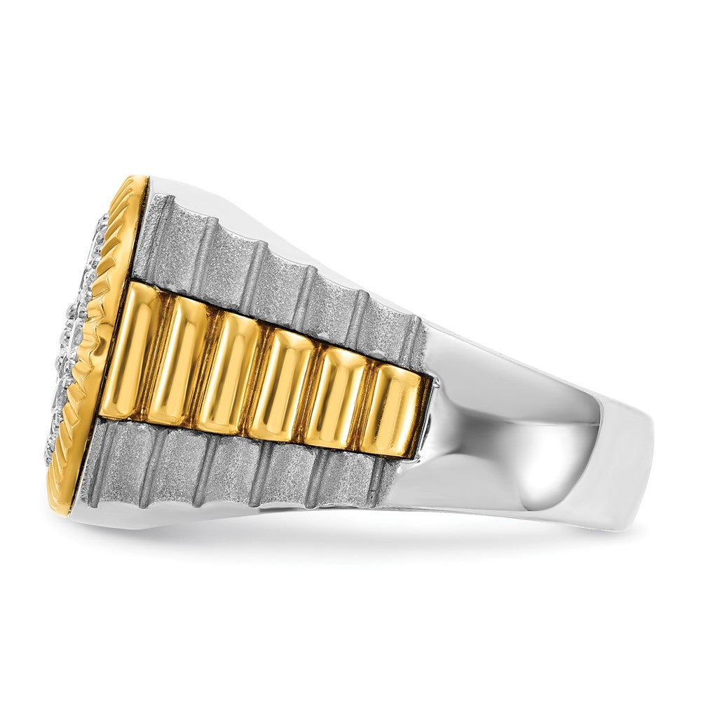 IBGoodman 14k Two-tone Men's Polished Satin and Ribbed Round Cluster Ring Mounting