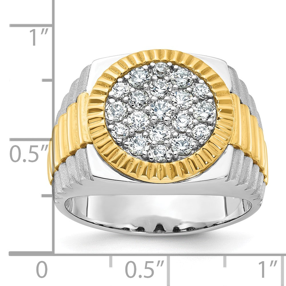 IBGoodman 14k Two-tone Men's Polished Satin and Ribbed Round Cluster Ring Mounting