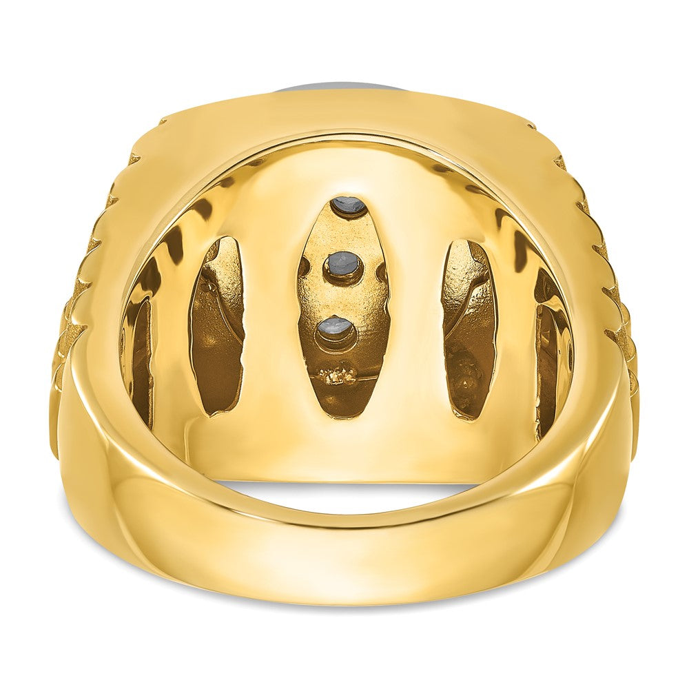 IBGoodman 14k Two-tone Men's Polished Satin and Ribbed 2 Carat AA Quality Diamond Round Cluster Ring