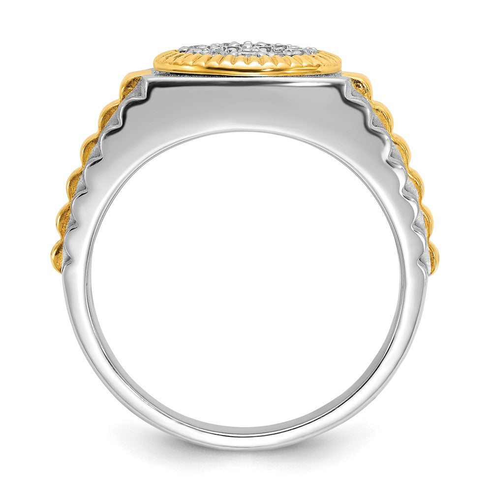 IBGoodman 14k Two-tone Men's Polished Satin and Ribbed Round Cluster Ring Mounting