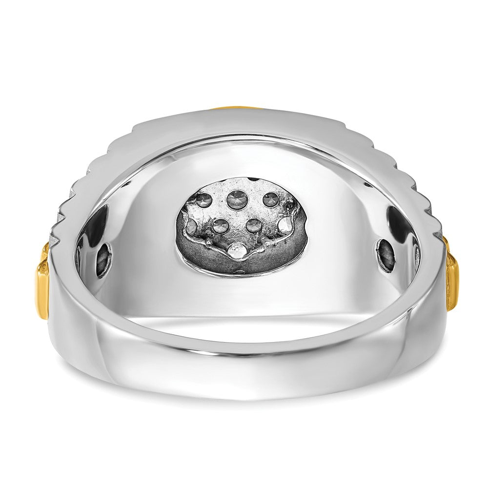 IBGoodman 14k Two-tone Men's Polished Satin and Ribbed Round Cluster Ring Mounting