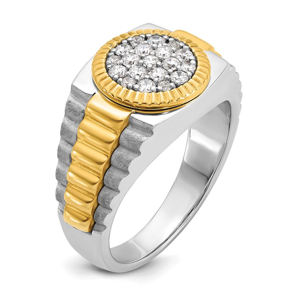 IBGoodman 14k Two-tone Men's Polished Satin and Ribbed Round Cluster Ring Mounting