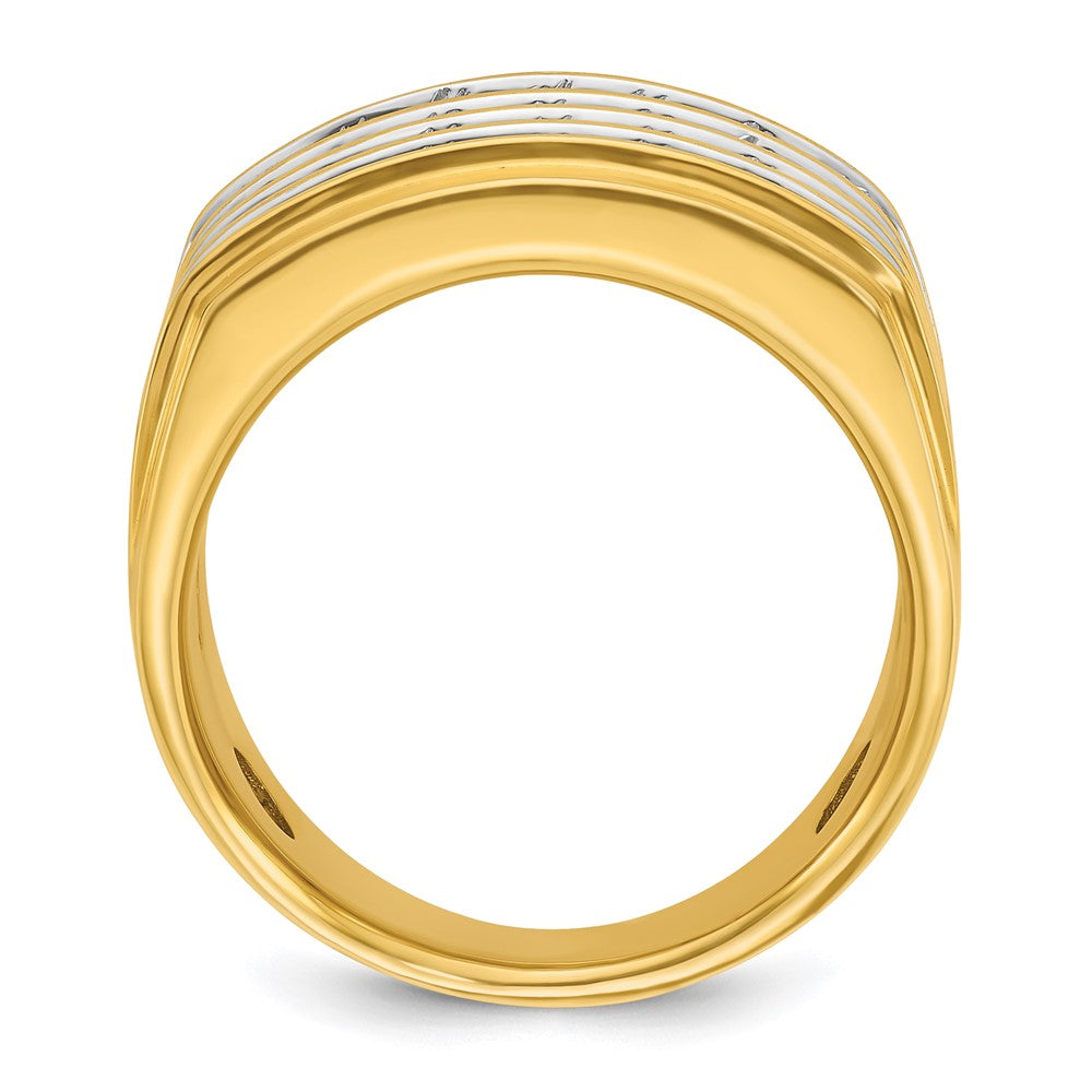 IBGoodman 14k with White Rhodium Men's Polished 4-Row 3 5/8 Carat AA Quality Diamond Ring