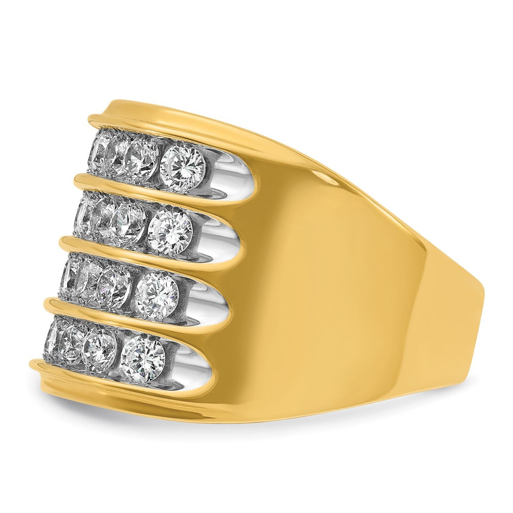 IBGoodman 14k with White Rhodium Men's Polished 4-Row 3 5/8 Carat AA Quality Diamond Ring