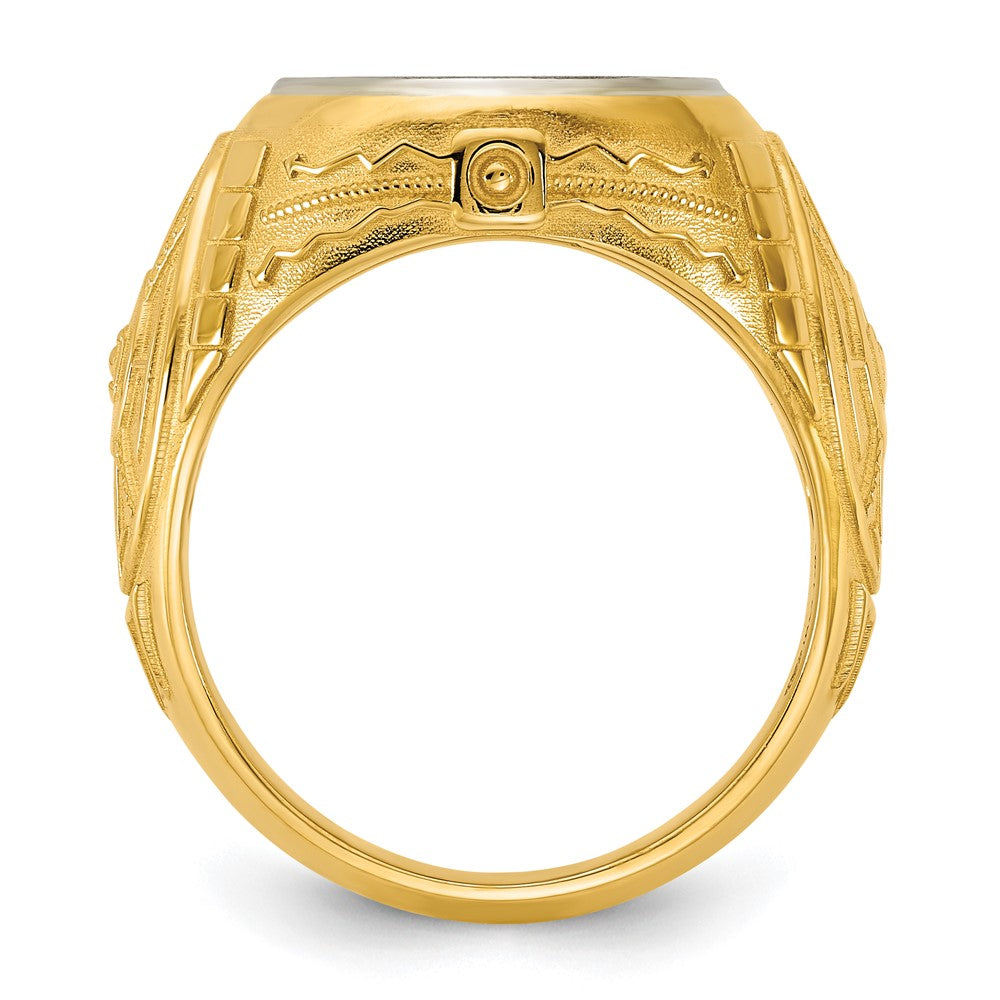 14k Two-Tone Engravable Round Signet ring
