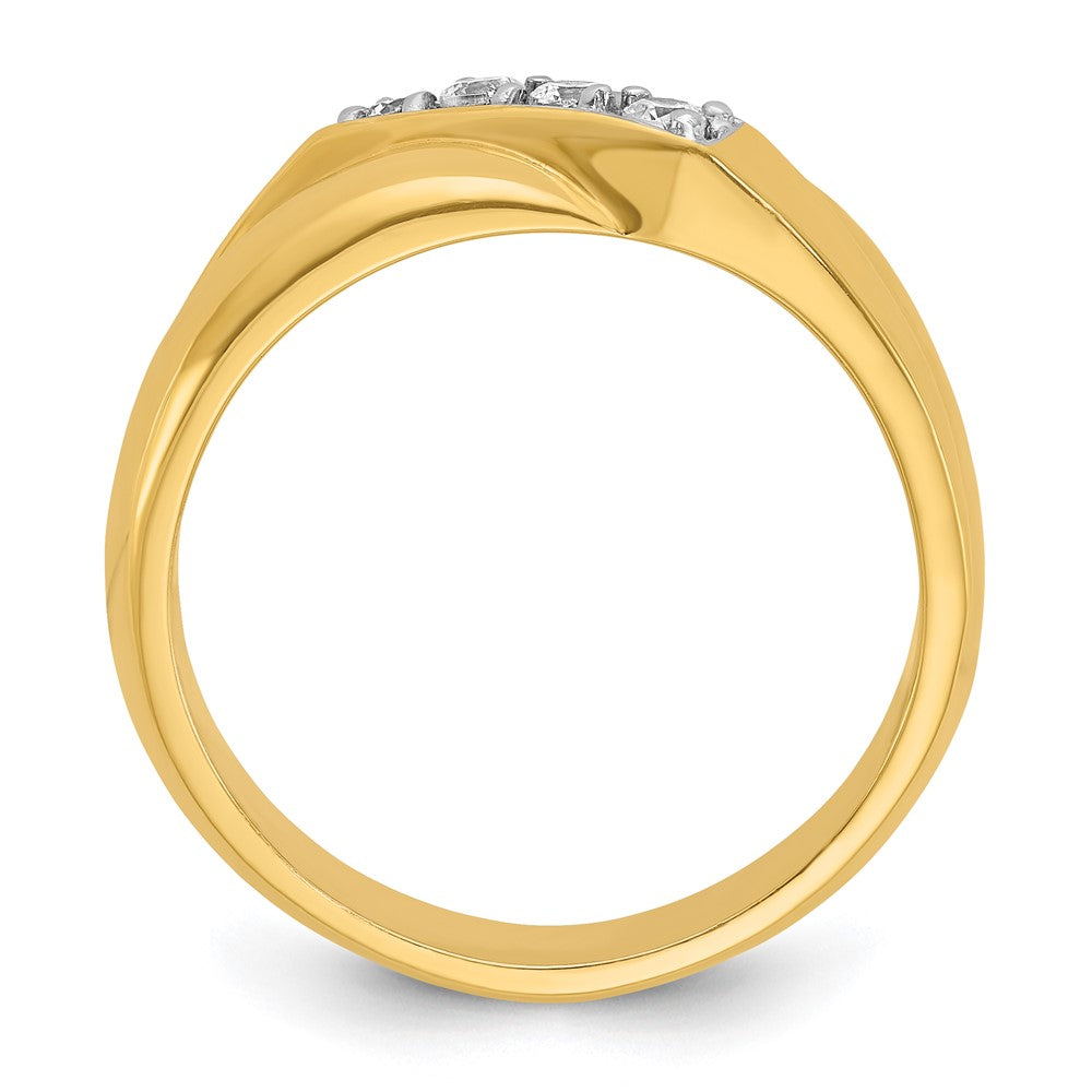 IBGoodman 14k with White Rhodium Men's Polished Curved Bypass 4-Stone 1/5 Carat AA Quality Diamond Ring