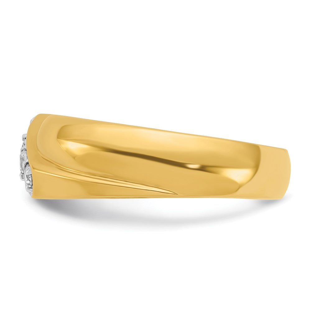 IBGoodman 14k with White Rhodium Men's Polished Curved Bypass 4-Stone 1/5 Carat AA Quality Diamond Ring