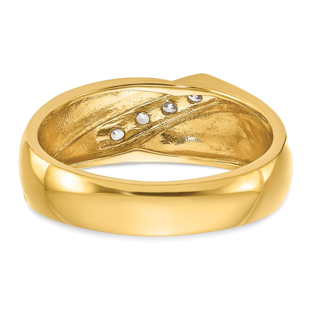 IBGoodman 14k with White Rhodium Men's Polished Curved Bypass 4-Stone 1/5 Carat AA Quality Diamond Ring