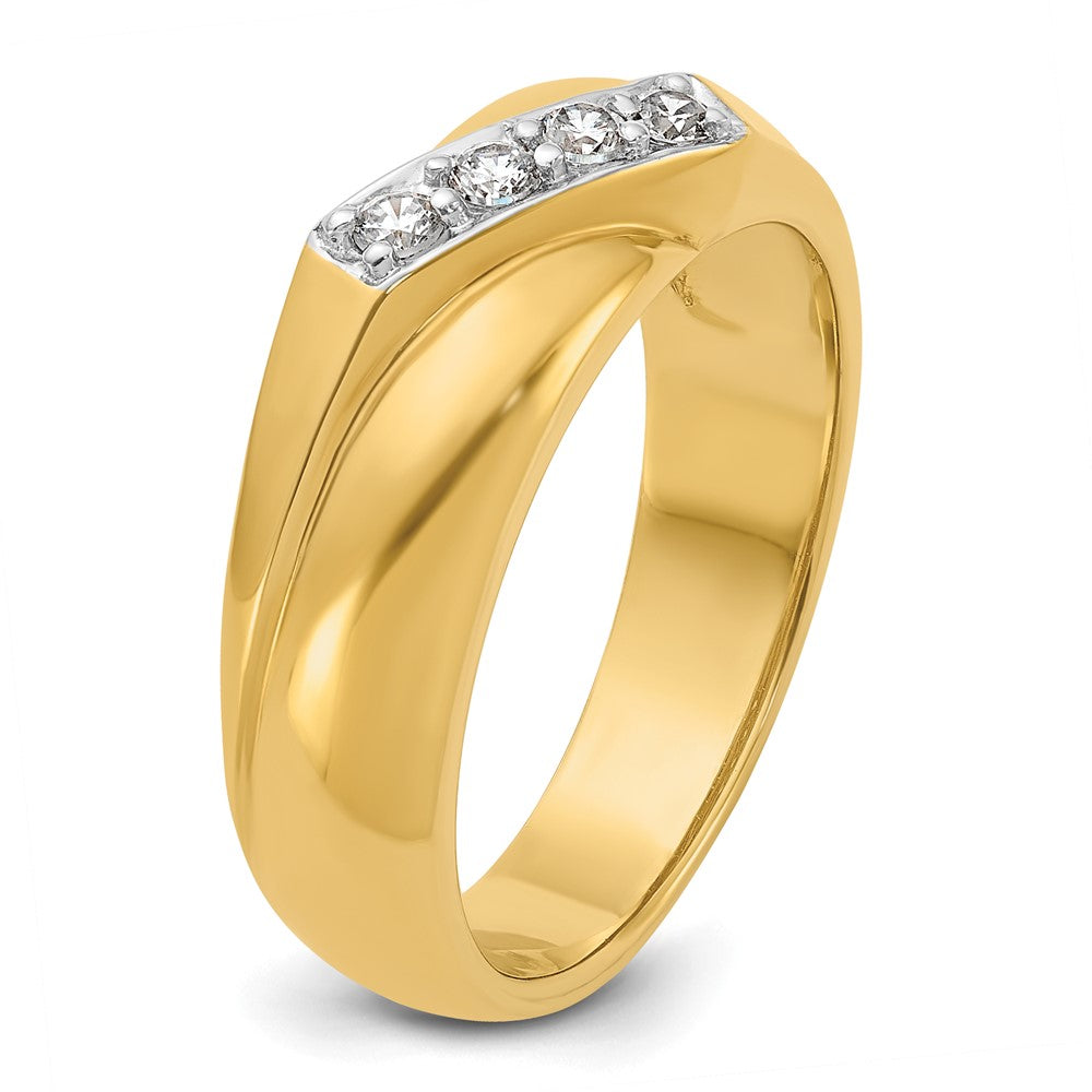 IBGoodman 14k with White Rhodium Men's Polished Curved Bypass 4-Stone 1/5 Carat AA Quality Diamond Ring