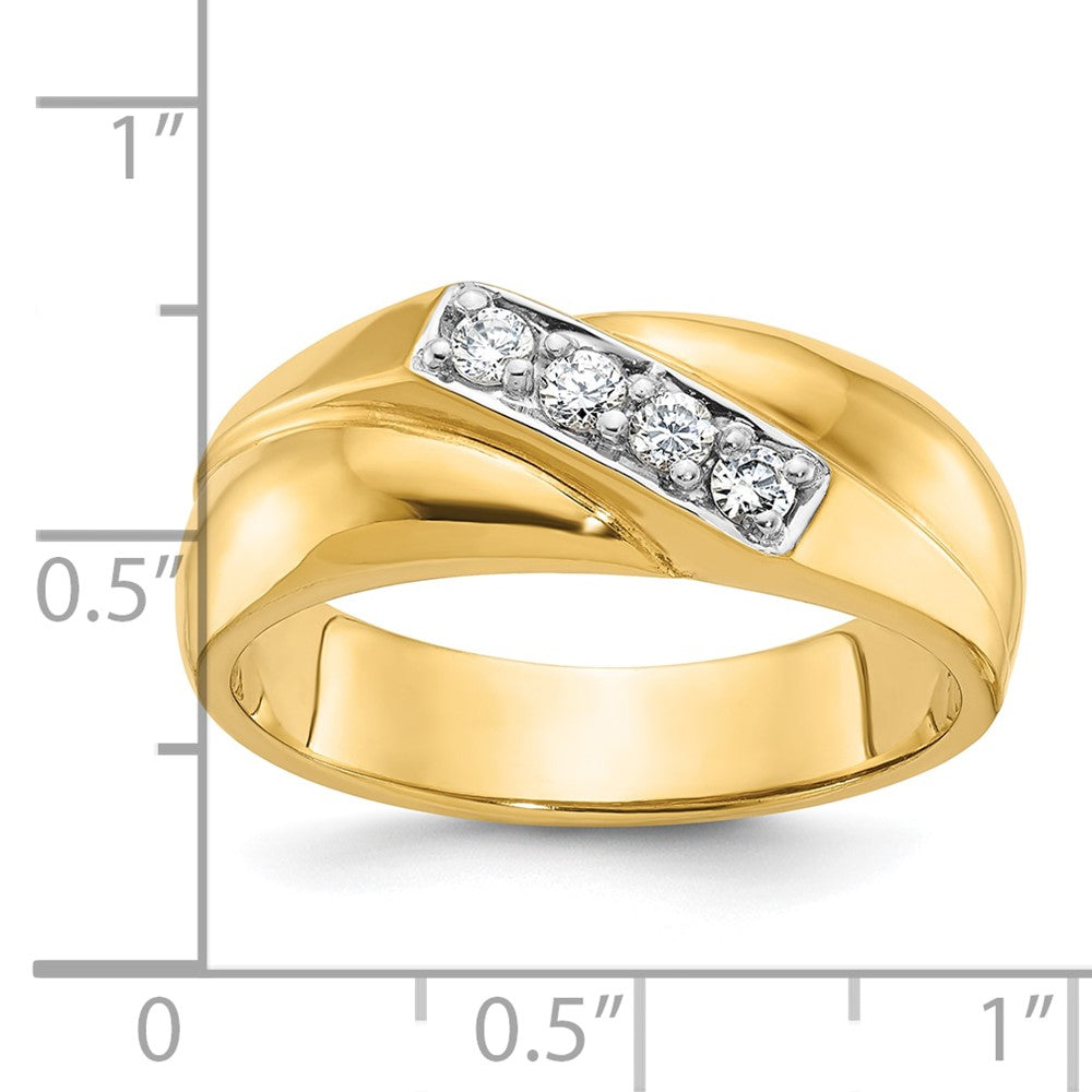 IBGoodman 14k with White Rhodium Men's Polished Curved Bypass 4-Stone 1/5 Carat AA Quality Diamond Ring