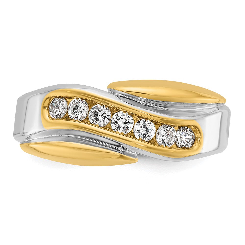 IBGoodman 14k Two-tone Men's Polished and Grooved Curved Bypass Ring Mounting