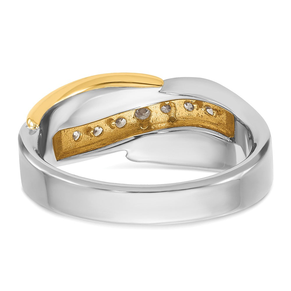 IBGoodman 14k Two-tone Men's Polished and Grooved Curved Bypass Ring Mounting