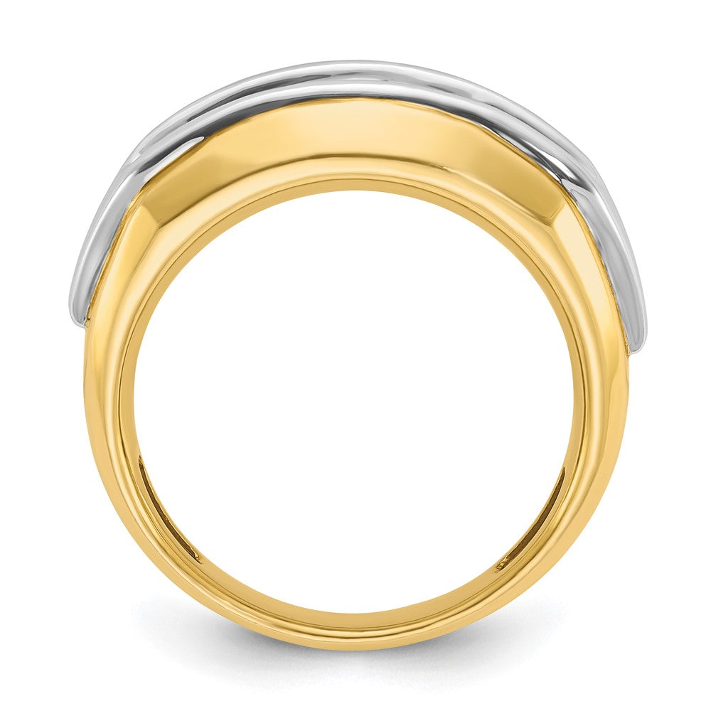 IBGoodman 14k Two-tone Men's Polished and Grooved 5-Stone 1 Carat AA Quality Diamond Ring