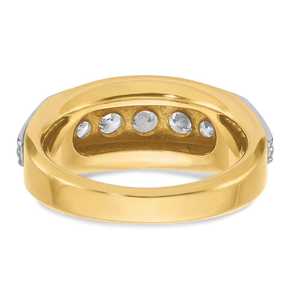 IBGoodman 14k Two-tone Men's Polished and Grooved 5-Stone 1 Carat AA Quality Diamond Ring