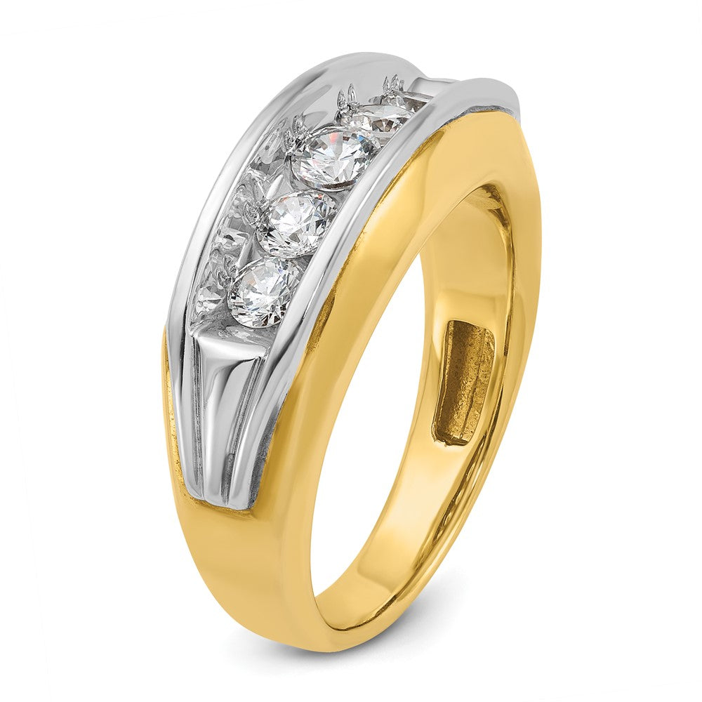 IBGoodman 14k Two-tone Men's Polished and Grooved 5-Stone 1 Carat AA Quality Diamond Ring