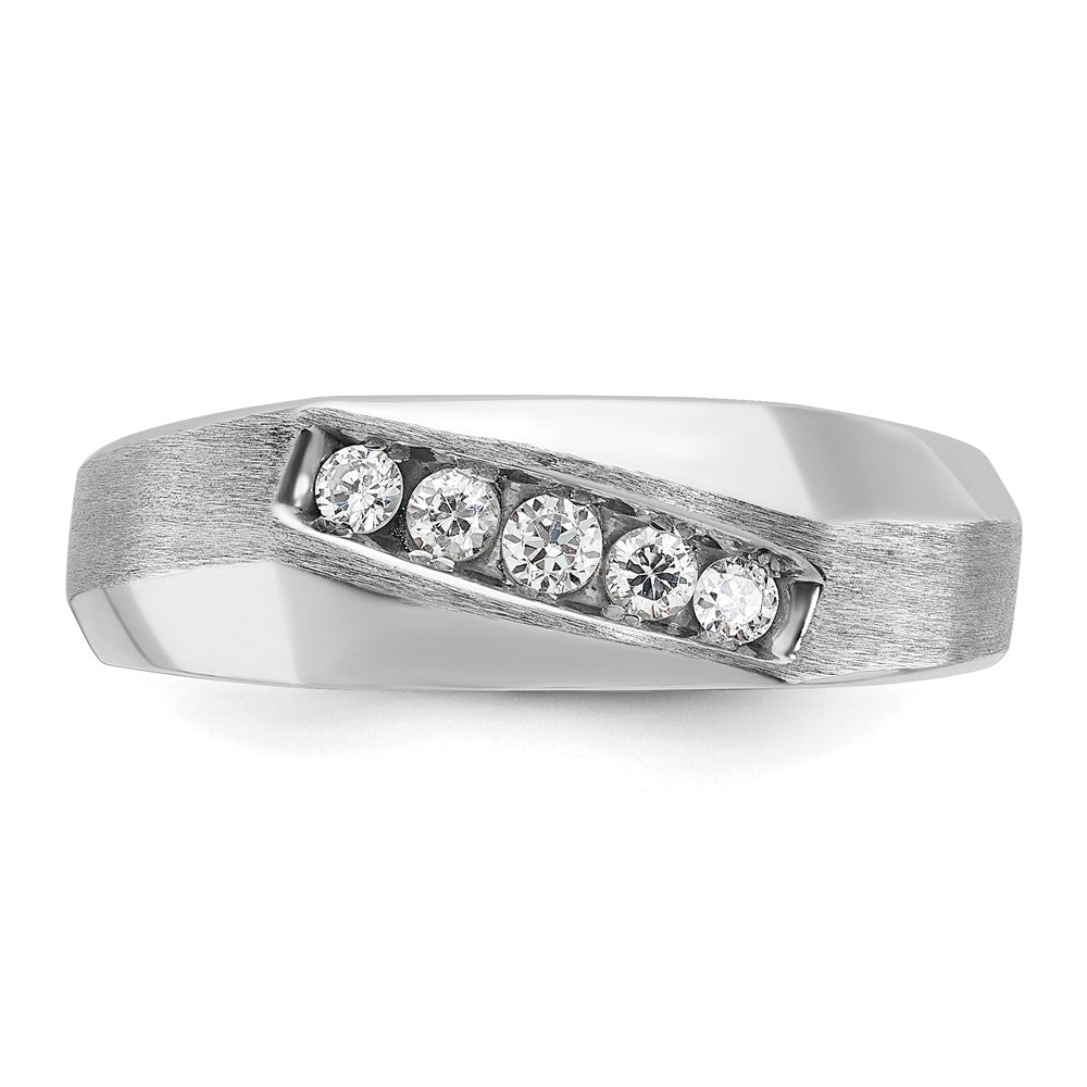 14k White Gold IBGoodman Men's Polished & Satin 5-Stone Ring Mounting