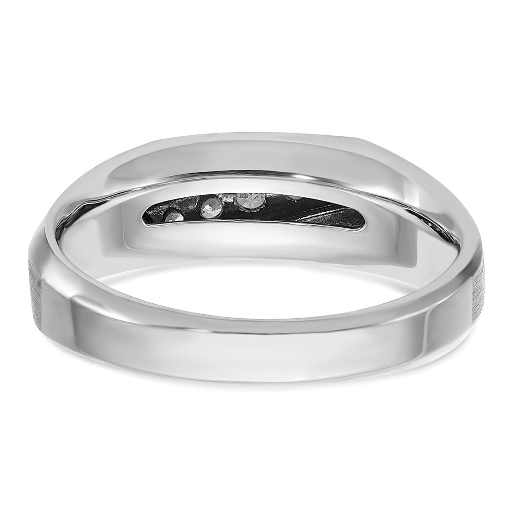 IBGoodman 14k White Gold Men's Polished and Satin 5-Stone 1/4 Carat AA Quality Diamond Ring