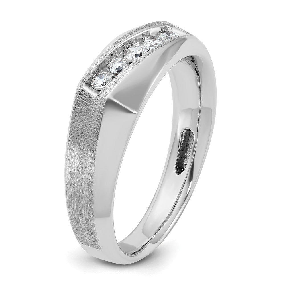 IBGoodman 14k White Gold Men's Polished and Satin 5-Stone 1/4 Carat AA Quality Diamond Ring