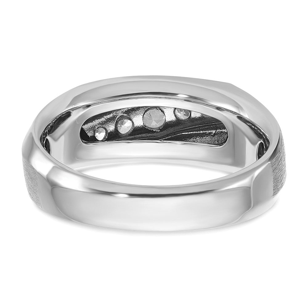 14k White Gold IBGoodman Men's Polished & Satin 5-Stone Ring Mounting