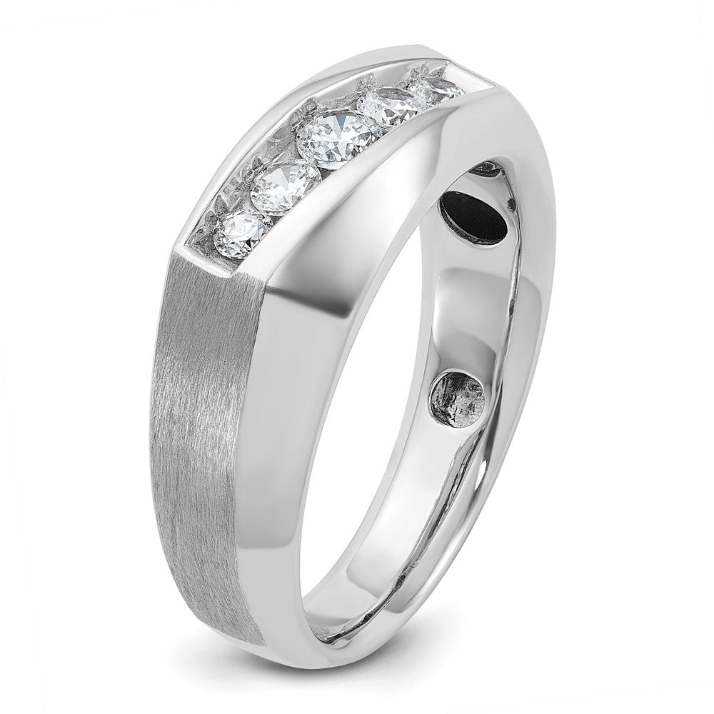 14k White Gold IBGoodman Men's Polished & Satin 5-Stone Ring Mounting