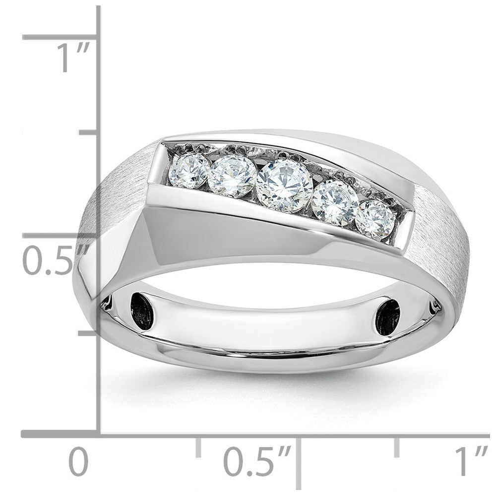 IBGoodman 14k White Gold Men's Polished and Satin 5-Stone 1/2 Carat AA Quality Diamond Ring