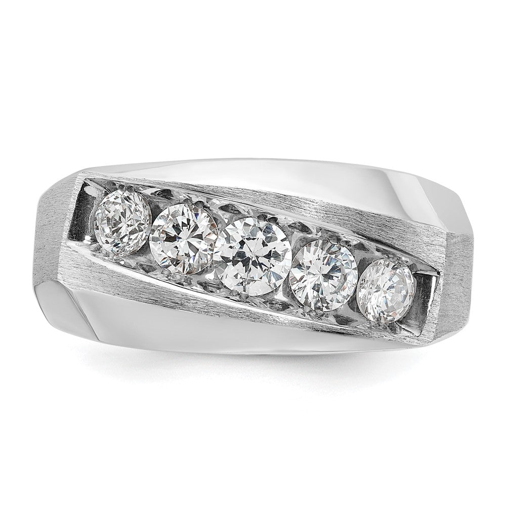 14k White Gold IBGoodman Men's Polished & Satin 5-Stone Ring Mounting