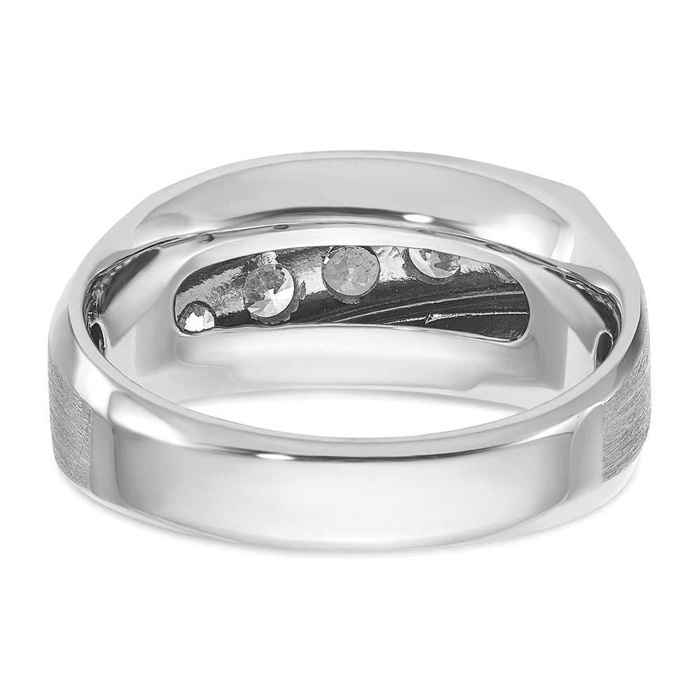 IBGoodman 14k White Gold Men's Polished and Satin 5-Stone 1 Carat AA Quality Diamond Ring