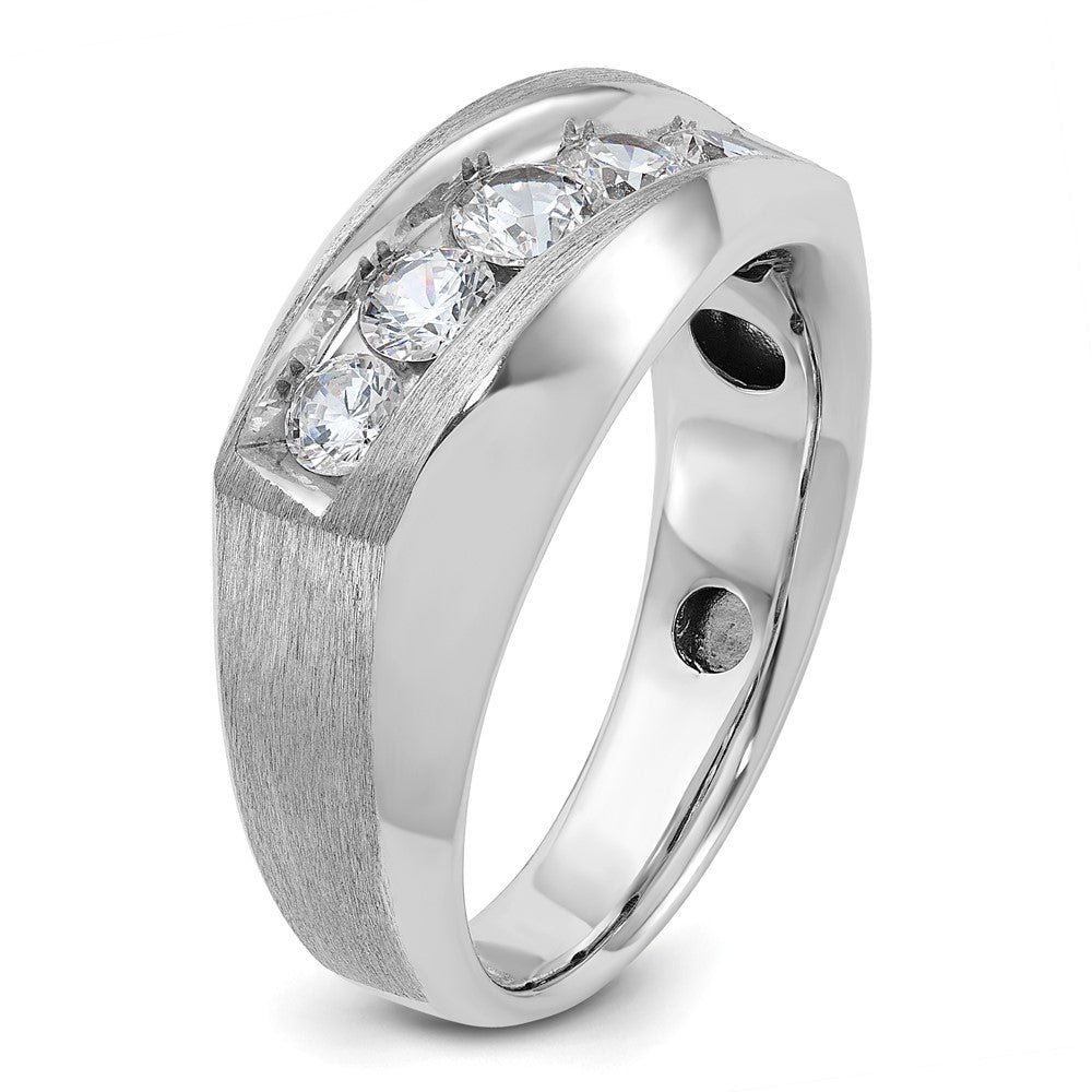 14k White Gold IBGoodman Men's Polished & Satin 5-Stone Ring Mounting